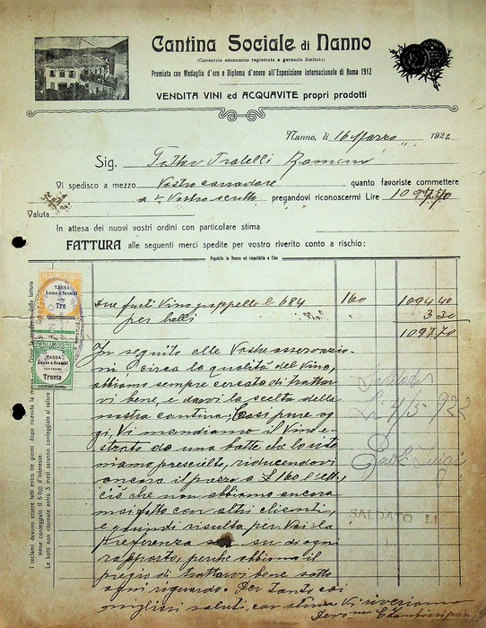 Cantina sociale di Nanno: vendita vini ed acquavite propri prodotti: …