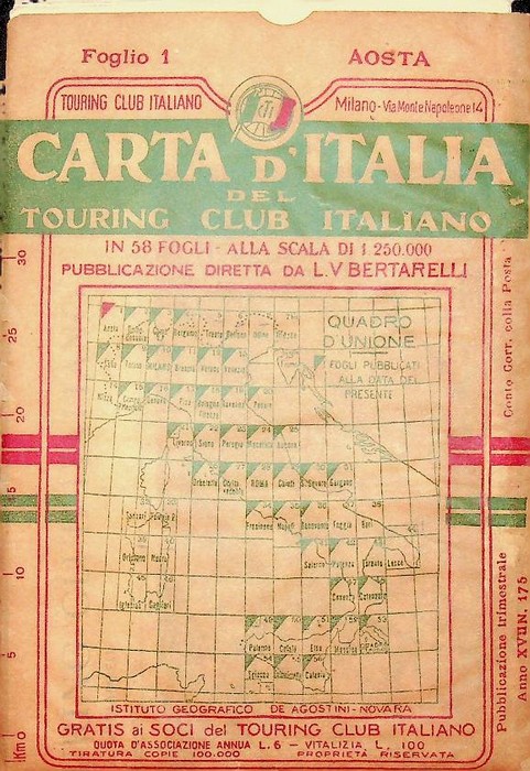Carta d'Italia del Touring Club Italiano: n. 1 Aosta.