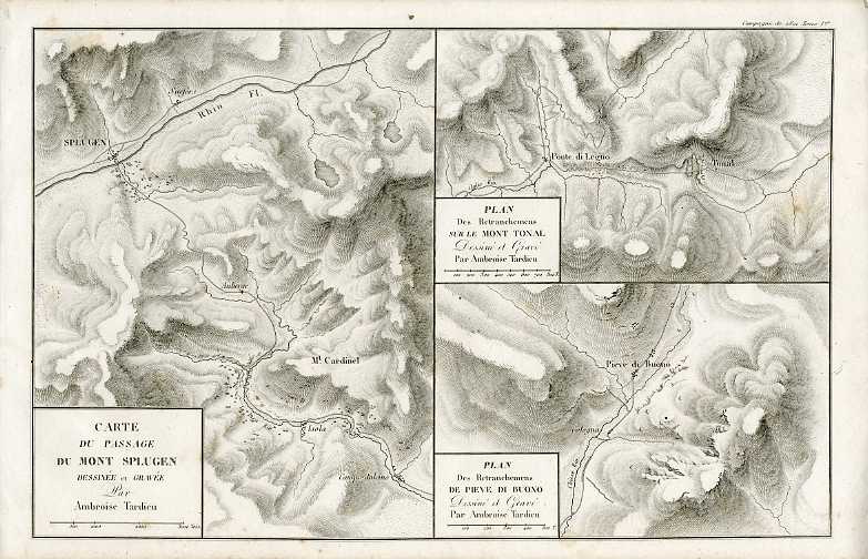 Carte du passage du Mont Splugen DessinÃ¨e et GravÃ¨e Par …