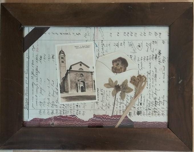 Composizione con trifoglio, viola del pensiero e S. Maria Maggiore …