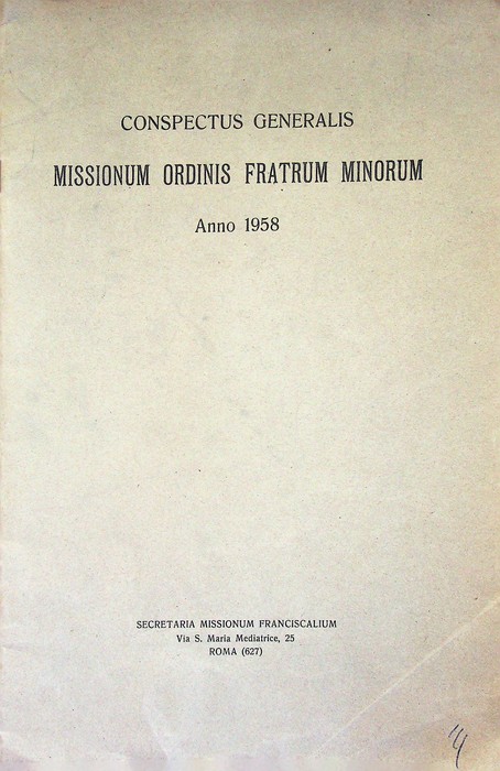 Conspectus generalis missionum ordinis fratrum minorum: anno 1958.