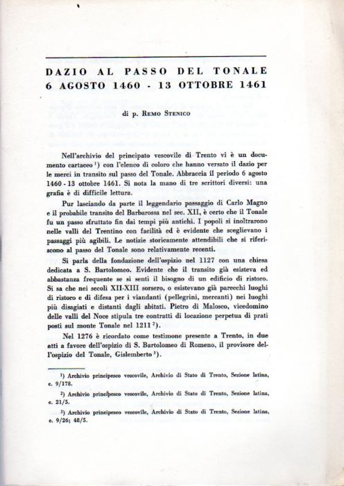 Dazio al Passo del Tonale: 6 agosto 1460 - 13 …