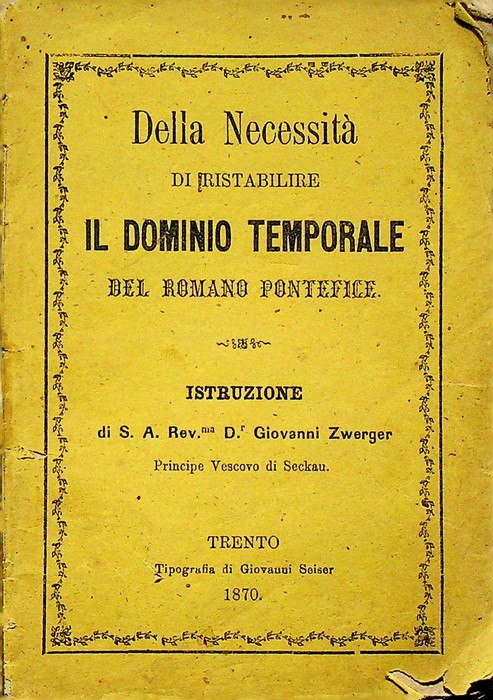 Della necessita di ristabilire il dominio temporale del romano pontefice: …