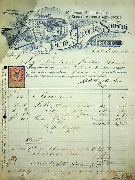 Ditta Antonio Santoni: Trento: medicinali - prodotti chimici - droghe …