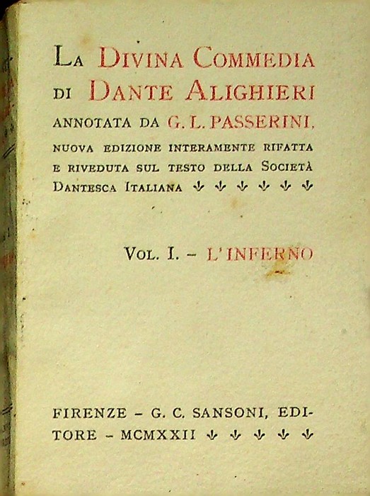 Divina Commedia: I. Inferno.