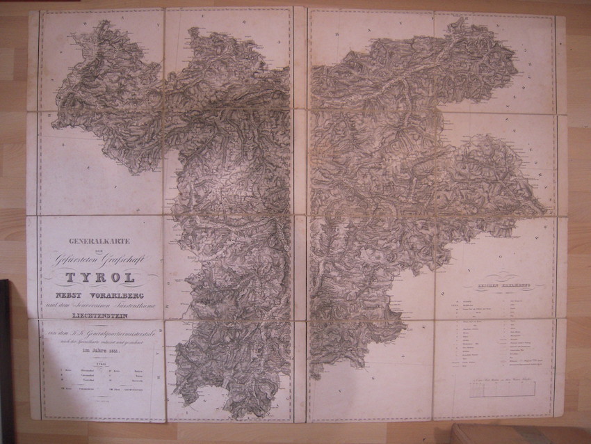 Generalkarte der GefÃ¼rsteten Grafschaft TYROL nebst Vorarlberg und dem Souverainen …