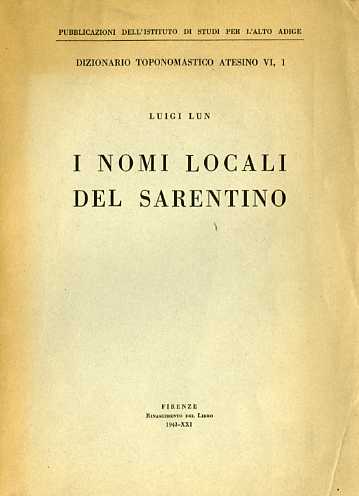 I nomi locali del Sarentino.