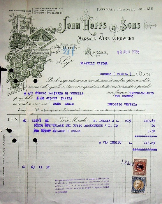 John Hopps & Sons: Marsala Wine Growers: Mazara.