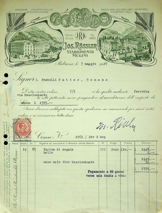 Jos RÃ¶ssler stabilimento mulini: Bolzano.