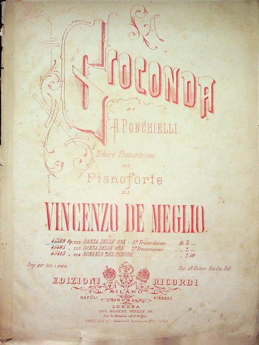La Gioconda di A. Ponchielli: libere trascrizioni per pianoforte: 45389 …