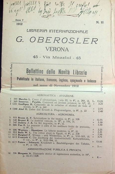 Liberia internazionale G. Oberosler: Verona: A.V (1912): N.11.
