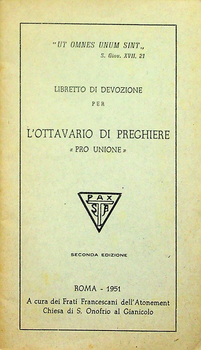 Libretto di devozione per l'ottavario di preghiere Pro unione.