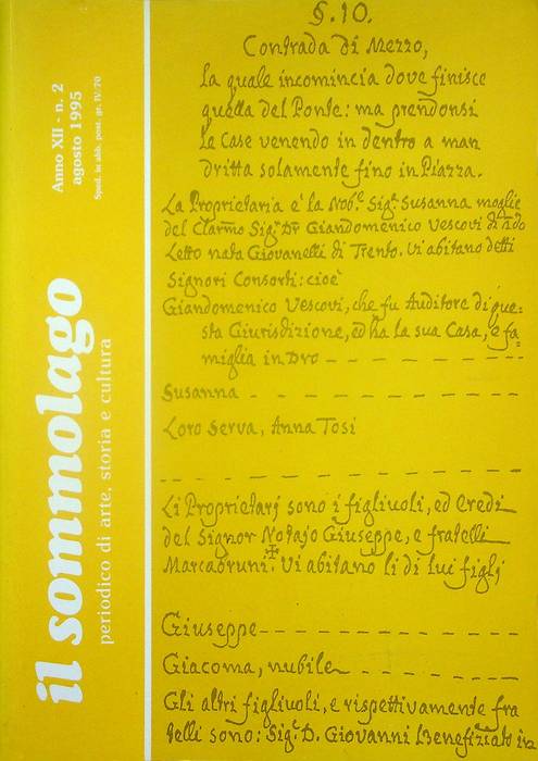 Lo stato delle anime: le famiglie di Arco nel 1787.