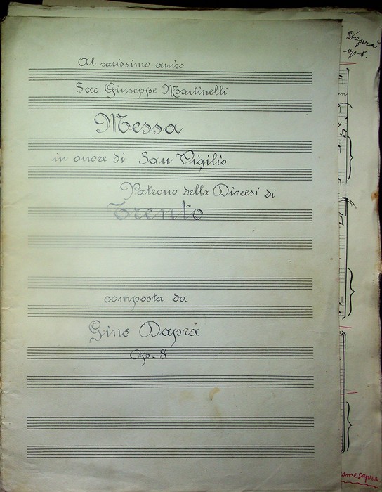 Manoscritti musicali originali: Messa in onore di San Vigilio Patrono …