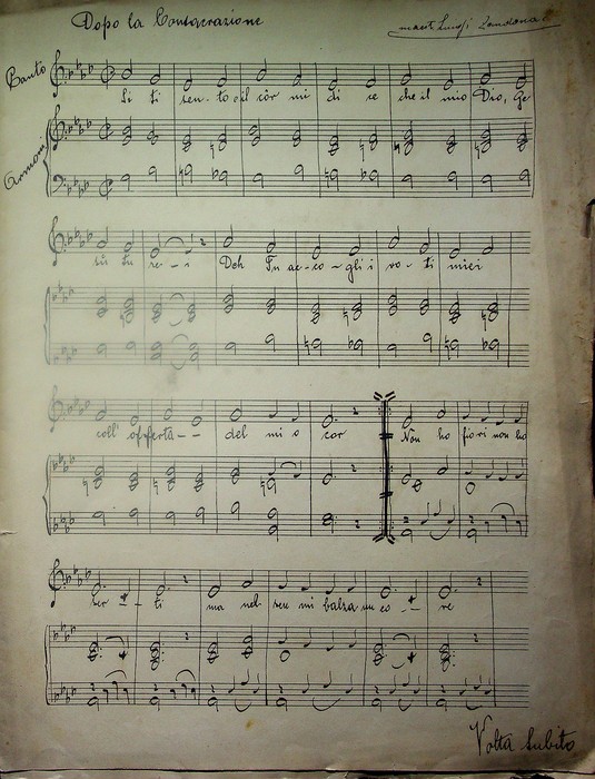 Musica originale manoscritta: Dopo la comunione - Vieni GesÃ¹, deh, …