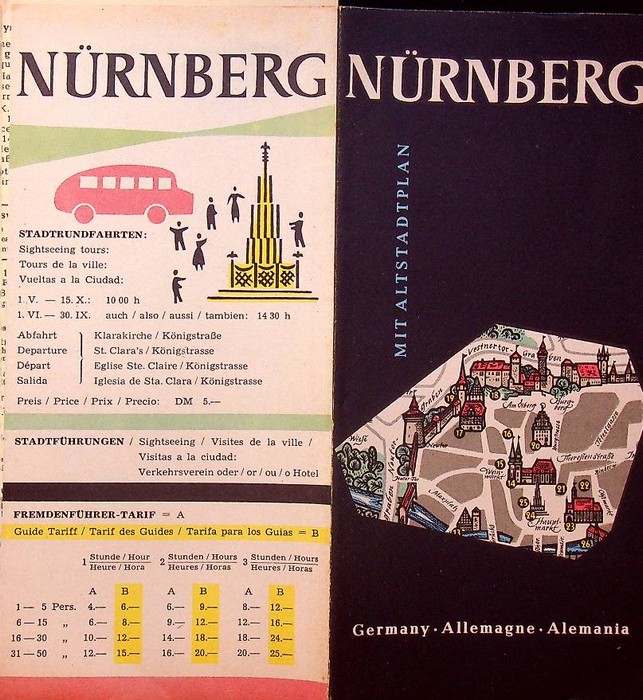 Nurnberg, Mit Altstadtplan, Germany - Allemagne - Alemania.