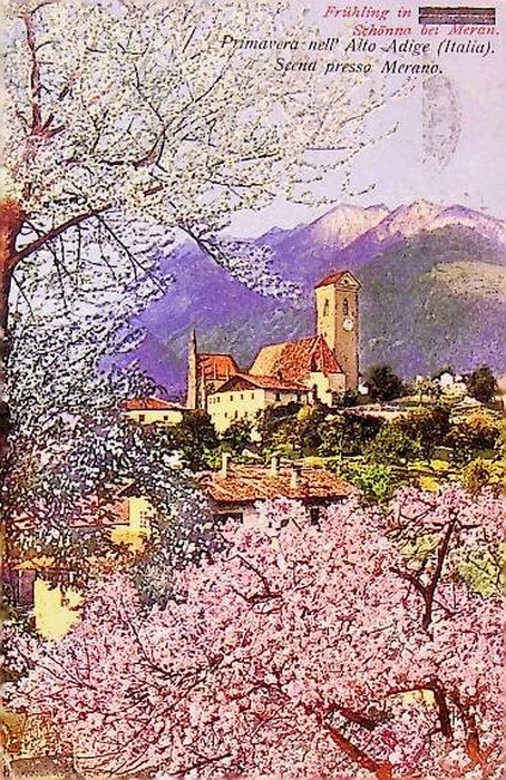 Primavera nell' Alto Adige (Italia). Scena presso Merano.