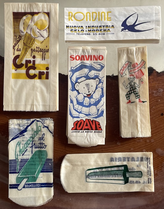 Raccolta di 6 bustine per gelati degli anni '20 ca.