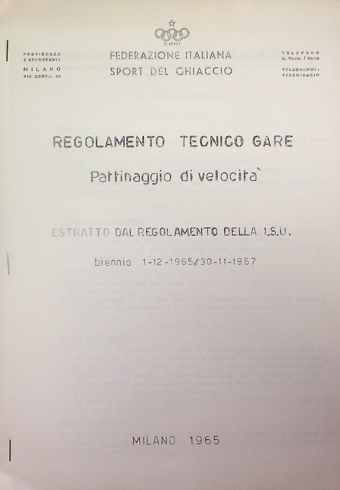 Regolamento tecnico gare pattinaggio di velocitÃ :