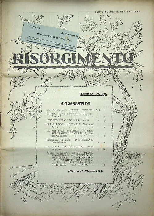 Risorgimento: rivista settimanale politica: A. II - N. 26: Milano, …