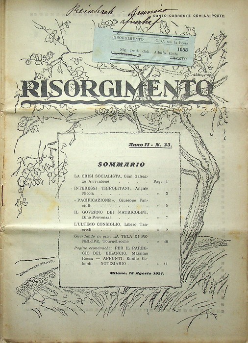 Risorgimento: rivista settimanale politica: A. II - N. 33: Milano, …