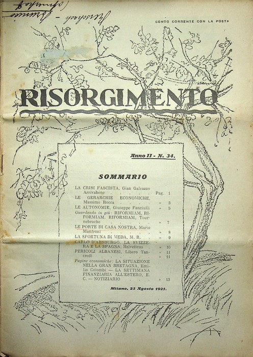 Risorgimento: rivista settimanale politica: A. II - N. 34: Milano, …