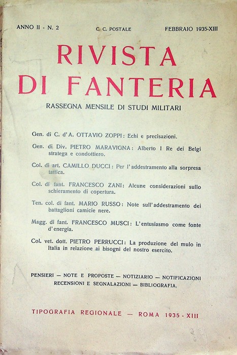 Rivista di fanteria: rassegna mensile di studi militari: Anno II …