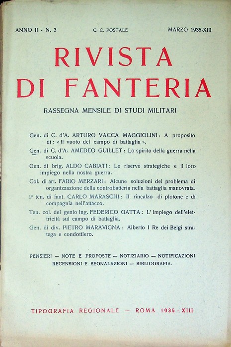 Rivista di fanteria: rassegna mensile di studi militari: Anno II …