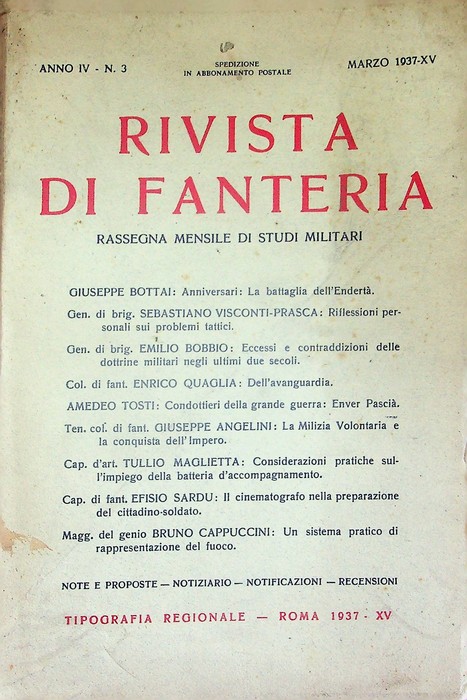 Rivista di fanteria: rassegna mensile di studi militari: Anno IV …