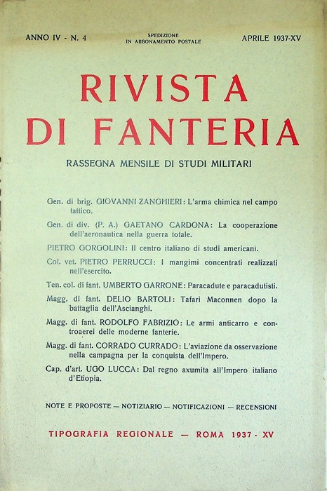 Rivista di fanteria: rassegna mensile di studi militari: Anno IV …