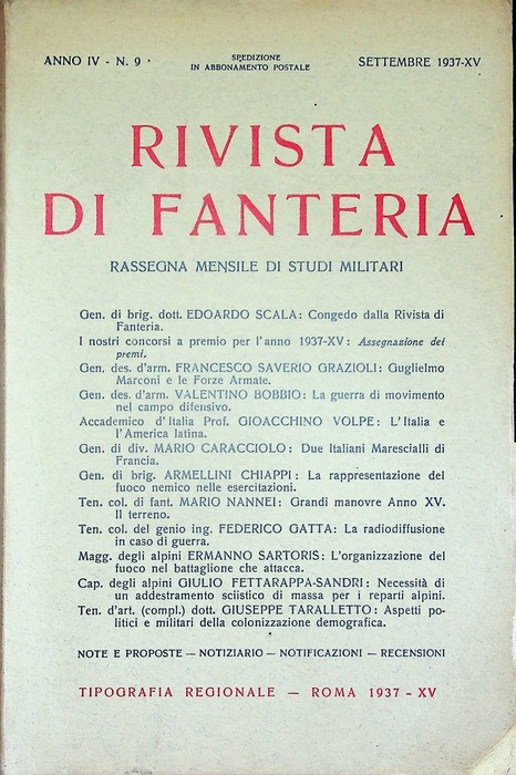 Rivista di fanteria: rassegna mensile di studi militari: Anno IV …