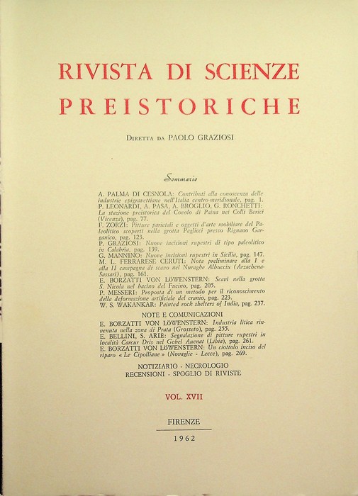 Rivista di scienze preistoriche: A. XVII (1962).