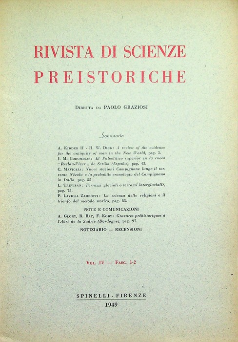 Rivista di scienze preistoriche: Vol. IV - Fasc. 1-2 (1949).