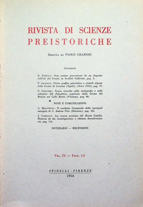 Rivista di scienze preistoriche: Vol. IX - Fasc. 1-2.
