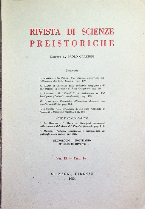 Rivista di scienze preistoriche: Vol. IX - Fasc. 3-4.