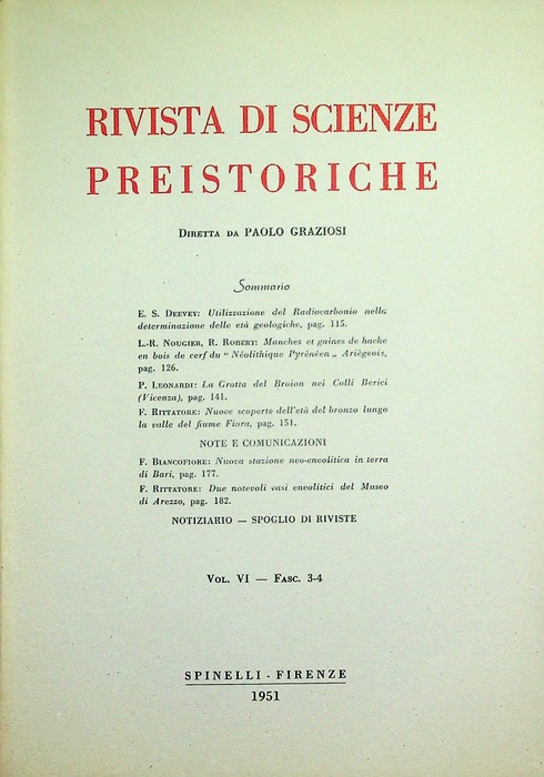 Rivista di scienze preistoriche: Vol. VI - Fasc. 1-2.
