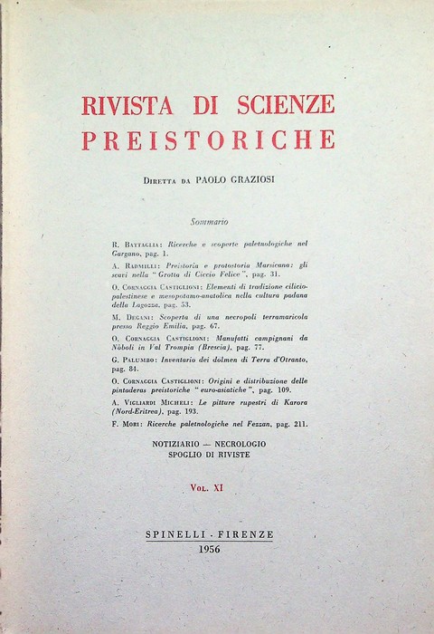 Rivista di scienze preistoriche: Vol. XI (1956).