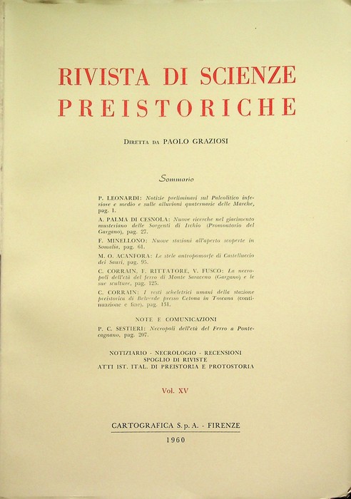 Rivista di scienze preistoriche: Vol. XV (1960).