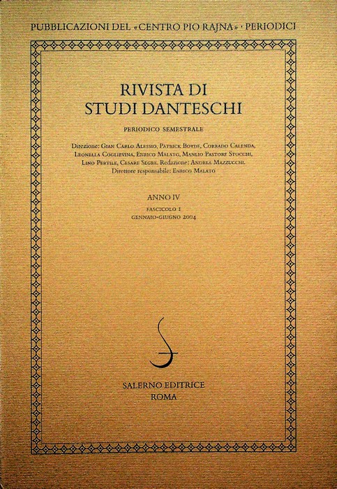 Rivista di studi danteschi: Anno IV - Fascicolo 1 (gennaio-giugno …