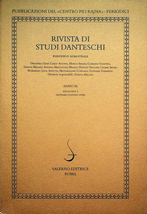 Rivista di studi danteschi: Anno IX - Fascicolo 1 (gennaio-giugno …