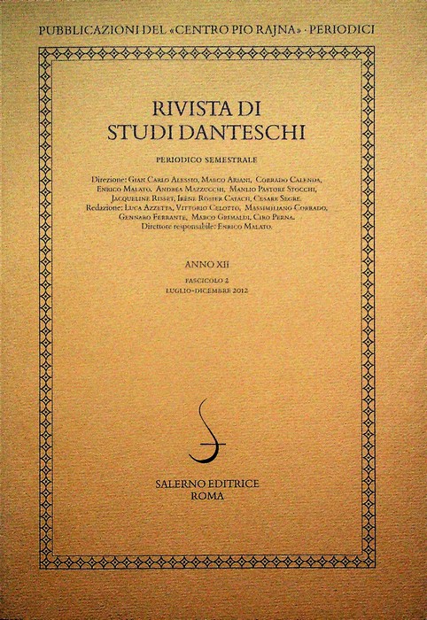 Rivista di studi danteschi: Anno XII - Fascicolo 2 (luglio-dicembre …