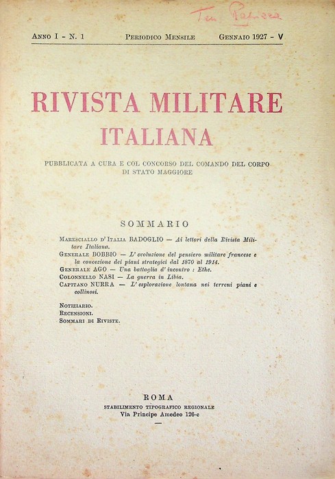 Rivista militare italiana: A. I - N. 1 (gennaio 1927).
