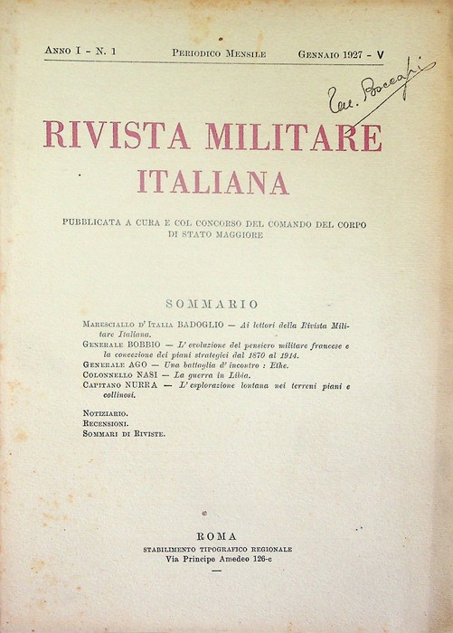 Rivista militare italiana: A. I - N. 1 (gennaio 1927).