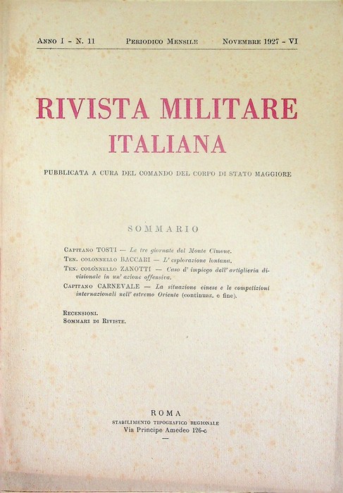Rivista militare italiana: A. I - N. 11 (novembre 1927).