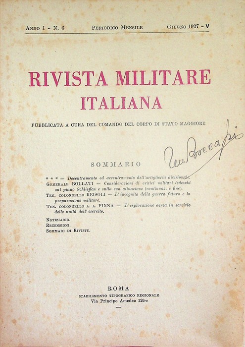 Rivista militare italiana: A. I - N. 6 (giugno 1927).