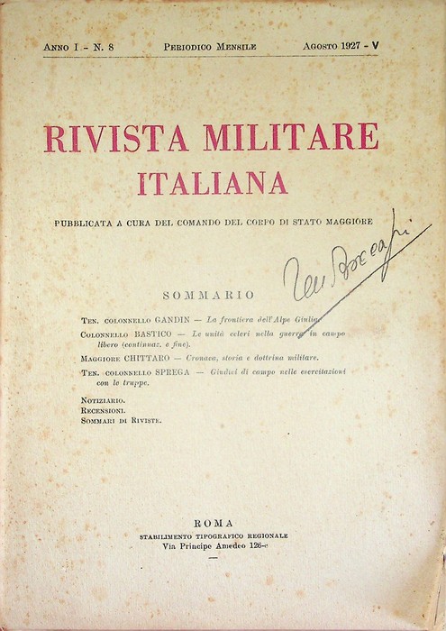 Rivista militare italiana: A. I - N. 8 (agosto 1927).