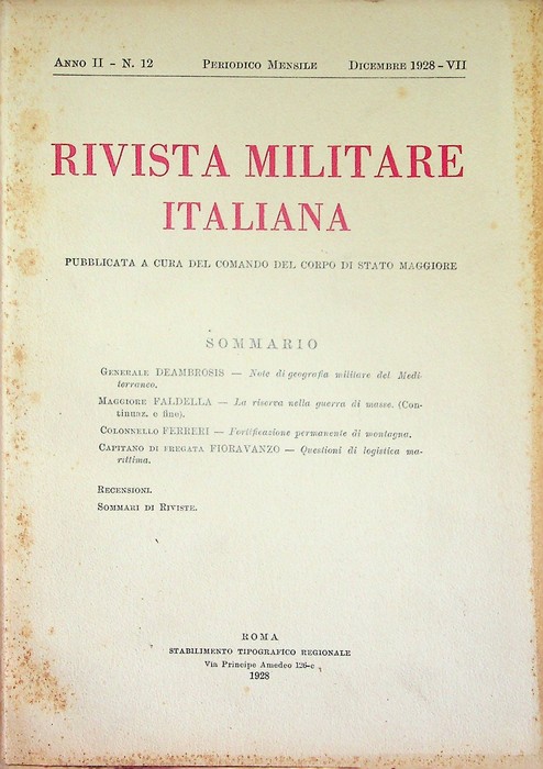 Rivista militare italiana: A. II - N. 12 (dicembre 1928).