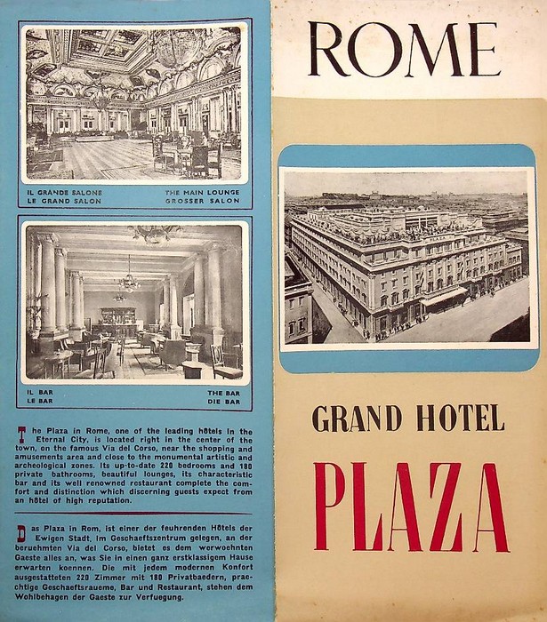 Rome, Grand Hotel Plaza (FranÃ§ais, Deutsch, italiano, English).