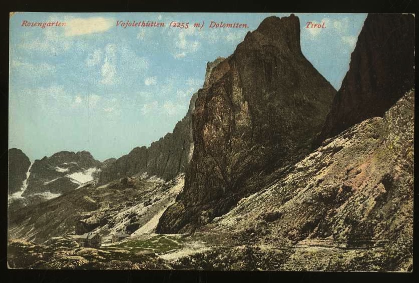 Rosengarten Vajolethütten (2255m) Dolomitten. Tirol.