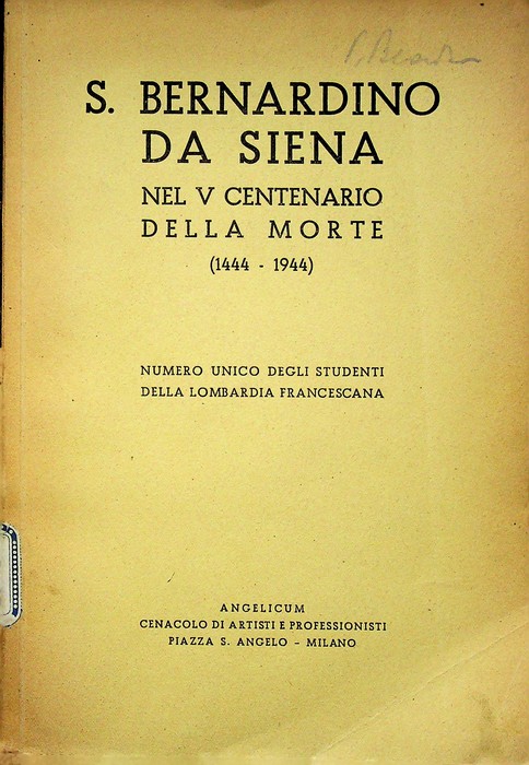 S. Bernardino da Siena nel V centenario della morte (1444-1944): …